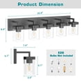 thumbnail image 3 of Lámpara de tocador de baño Danshinro, diseño cuadrado, 5 luces, color negro, 3 of 9