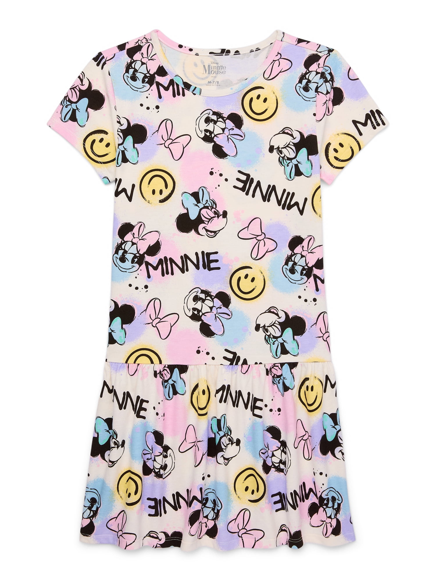 Disney Minnie Mouse Girls Short Sleeve Dress, Sizes 4-12
