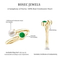 thumbnail image 6 of Rosec Jewels Freshwater Pearl Emerald Toi Et Moi Promise Ring - Ready to Gift with Jewelry Box, 14K Yellow Gold, US 13.00, 6 of 9