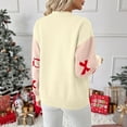 thumbnail image 4 of Uootdi Christmas Women's Bow Graphic Sweater Crew Neck Long Sleeve Knit Pullover Trendy Fall Winter Top Soft Cozy Casual Jumper Cute Ribbon Print Sweater for Daily Outfits, 4 of 5