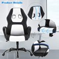 thumbnail image 3 of FDW Home Office Chair, Ergonomic Executive PU Leather, Rolling Metal Base Swivel, Arms Lumbar Support for Women, Men，White, 3 of 7