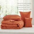 thumbnail image 5 of California King Comforter Set - 4 Pieces Pinch Pleat Bed Set, Burnt Orange Boho Bedding for All Season, 1 Soft Comforter, 2 Pillowcases, 1 Decorative Pillow, 5 of 7
