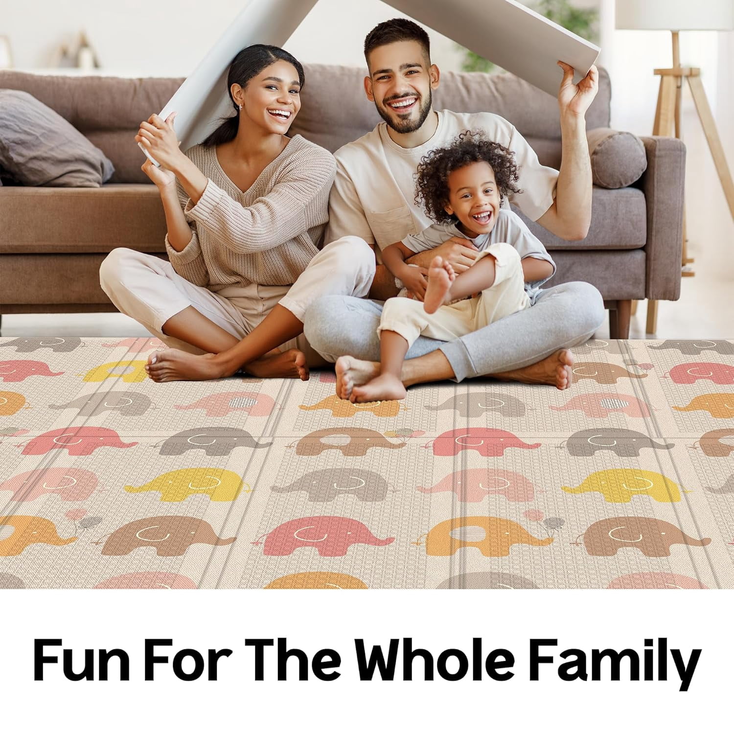 Parklon Baby Play Mat, Foldable & Portable, Large Size (78.7 x 55.1), Indoor, Outdoor, Waterproof, Made in Korea - Little Elephant