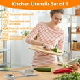 thumbnail image 4 of OUSITAID 5pcs Kitchen Cooking Utensils Set Stainless Steel Spoons Spatula Set with Ergonomic Handle Heavy-Duty Washable Spoons Utensils with Hanging Hole Reusable Kitchen Gadgets Tools Se, 4 of 11