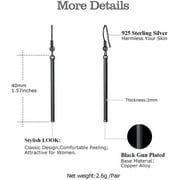 FOCALOOK Black Dangle Earrings for Women Hypoallergenic Minimal Long Thin Drop Dangling Vertical Bar Earrings