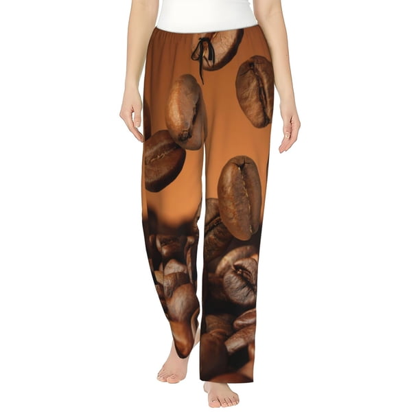 Balery Coffee Beans Pantalones de pijama para mujer, pijamas ultraligeros, pantalones de estar por casa-Medium