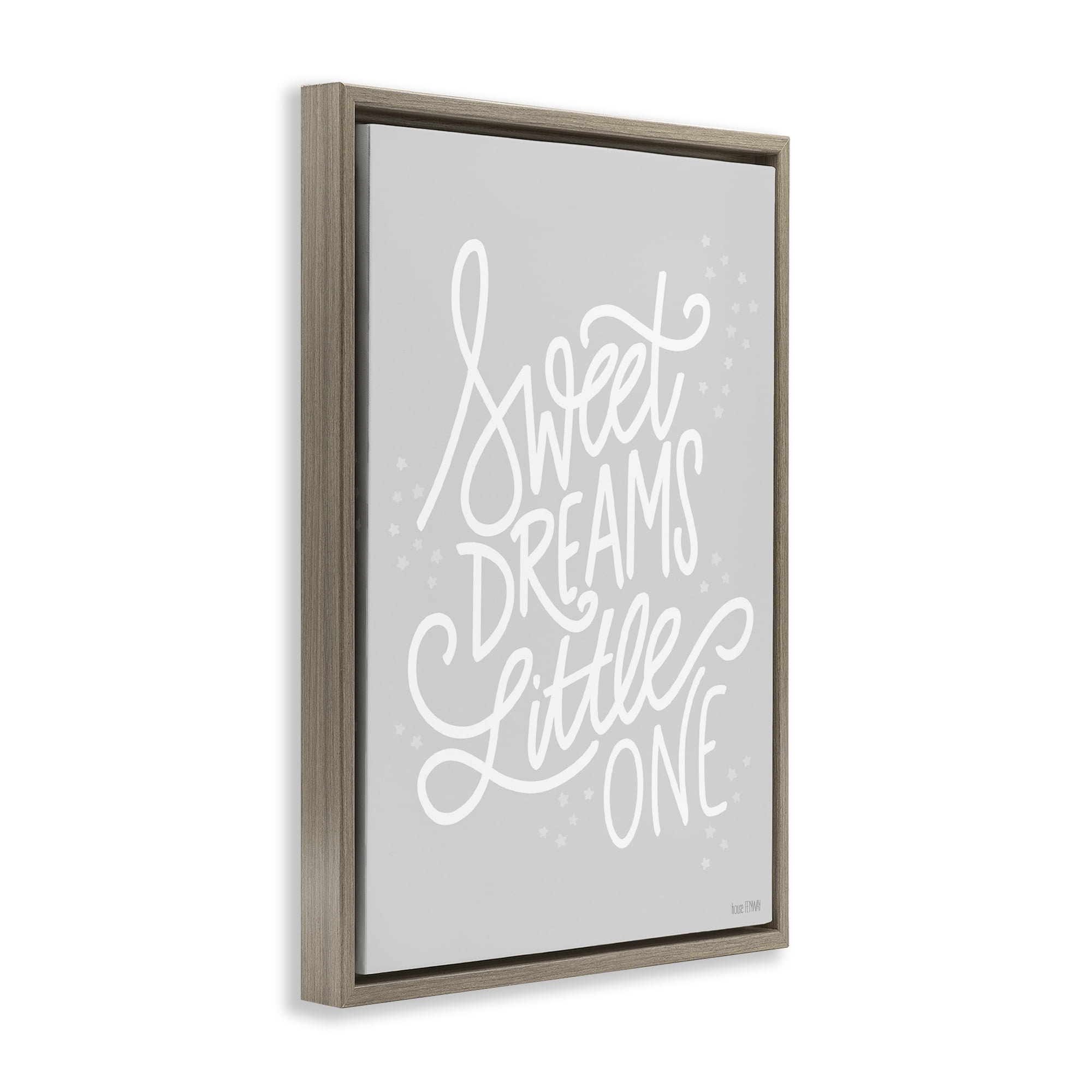 Stupell Industries Sweet Dreams Little One Typography Painting Brown Floater Framed Art Print Wall Art, 21 x 31