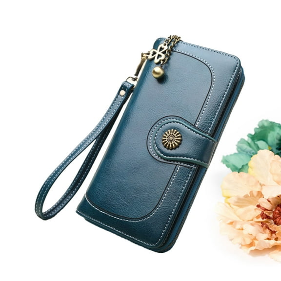 Milisten Purses for Women Shoulder Bag Blue Oil Wax Pu 1Pack