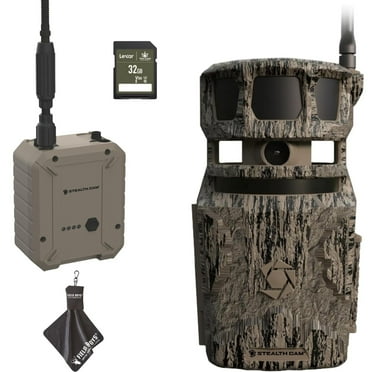 Stealth Cam Revolver PRO 40MP Photo 1440P at 30 FPS QHD Video 0.4 Sec Trigger Speed 360-Degree Panoramic View Built-in GPS Hunting Cellular Trail Camera, External Battery, 32GB SD Card, and Cloth