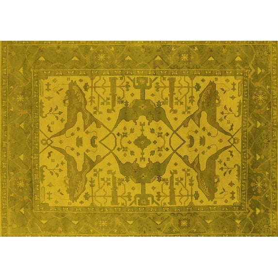 Ahgly Company Indoor Rectangle Oriental Yellow Industrial Area Rugs, 6' x 9'