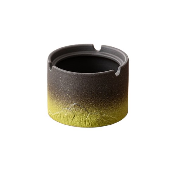 Small Yellow Gradient Round Lidless Minimalist Ashtray for Home and Office Use with Pattern