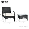 thumbnail image 3 of Gymax 3 PCS Patio Wicker Rattan Furniture Set Coffee Table & 2 Rattan Chair W/Cushion, 3 of 10