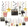 Movie Night Decorations Hanging Swirls Hollywood Movie Theme Party Decorations Supplies 30pcs