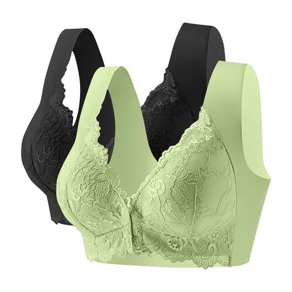 Guluxicc 2 Pack Bras for Women No Underwire Lace Bras Comfortable Seamless T-Shirt Bralette, 5XL