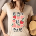 thumbnail image 4 of Christian Graphic T-Shirt Be Salty Stay Lit Matthew 5:13-16 for Women, Navy, Size XL, 4 of 6