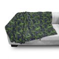 thumbnail image 3 of Leaves Soft Flannel Fleece Throw Blanket, Entangled Arrangement of Tropical Plant Species Fuzzy Veiny Leaves, Cozy Plush for Indoor and Outdoor Use, 70" x 90", Pale Green Navy Blue, by Ambesonne, 3 of 6