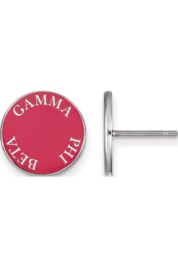 Sterling Silver Rh-Plated Logoart Gamma Phi Beta Enameled Post Earrings (12 X 12) Made In United States ss019gpb