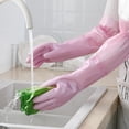 thumbnail image 2 of Household Kitchen Cleaning Gloves Waterproof Cotton Lined Dishwashing Non-Slip Long Cuff Gloves, 2 of 7