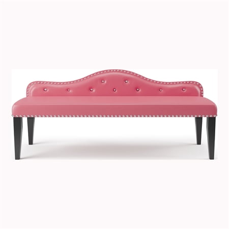 Furniture of America Dubose Contemporary Faux Leather Tufted Bench in Pink