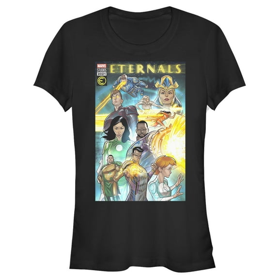 Junior's Marvel Eternals Comic Book Cover  Graphic Tee Black Small