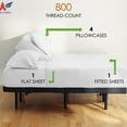 thumbnail image 5 of 800-Thread-Count, 100% Egyptian Cotton, 34" Split Head Sheet Set 6-PC, 800-TC, 18" Deep Pockets - Split Head King Size, Sage Stripe Color, 5 of 7