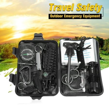 - 7 OR 13 PCS SOS Outdoor Survival Kit Multi-Purpose Emergency Equipment Supplies First Aid Survival Gear Tool Tactics Kits Set Package Box for Travel Hiking Camping Biking Climbing