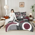 thumbnail image 4 of Manfei Circular Dots Bedding Comforter Set,Modern Geometric Twin Comforter Sets,Red Gray Bedding Set For Boys Girls,Breathable Home Decor Reversible,2pcs, 4 of 8
