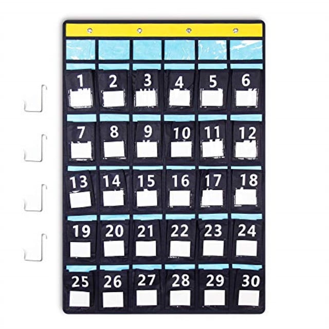 numbered classroom pocket chart for cell phones calculators, wall door ...
