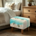 thumbnail image 3 of Xoenoiee Beach Turtle Print Ottoman Cover, Soft Knitted Jacquard Cover for Ottoman Rectangle, Living Room Storage Stool Ottoman Cover Starfish Seashell Heart Anti-Slip Footstool Protection, Large, 3 of 7