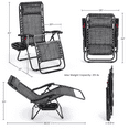 thumbnail image 4 of Yaheetech 26in Outdoor Zero Gravity Chair with Cupholder/Pillow, Set of 2, Gray, 4 of 10