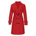 thumbnail image 5 of Black and Friday Clothing Sales Idoravan Trench Coats for Women Plus Size Fashion Women Casual Solid Color Coat Long Sleeve Overcoat Tops Winter Outwear Red L, 5 of 7