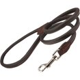 thumbnail image 2 of Dogs My Love 4ft Long Round Genuine Rolled Leather Dog Leash Brown, 2 of 3
