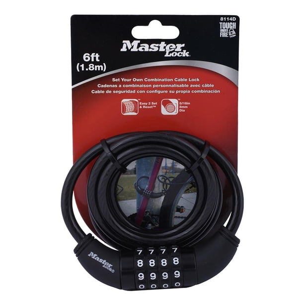 Cable De Seguridad Master Lock Acero Vinilo 1.8M 8Mm