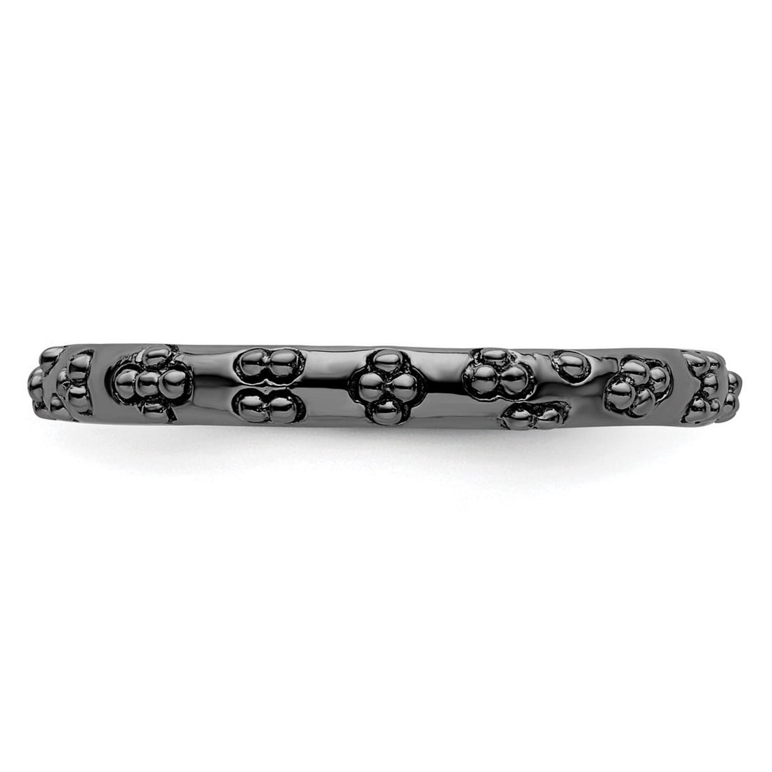 2.5mm 925 Sterling Silver Ruthenium plating Stackable Black Plated Textured Ring Size 9 Stackable Ring for Women