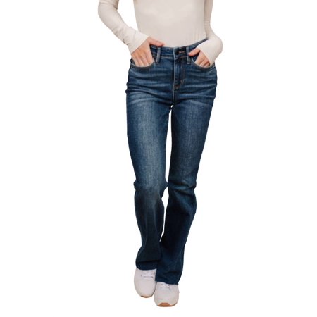 Judy Blue Mid Rise Raw Hem Bootcut Jeans