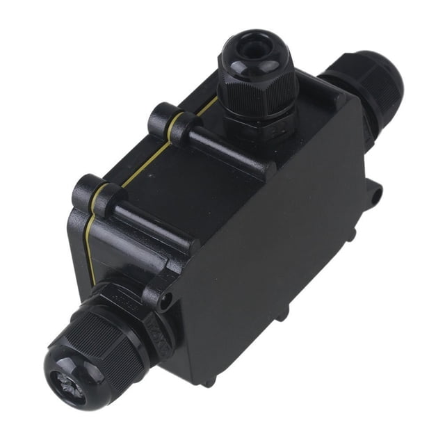 facefd Waterproof Black IP68 Plastic Cable Wire Connector electrical 3-cable junction box Gland Electrical 3-Cable Junction Box with Terminal
