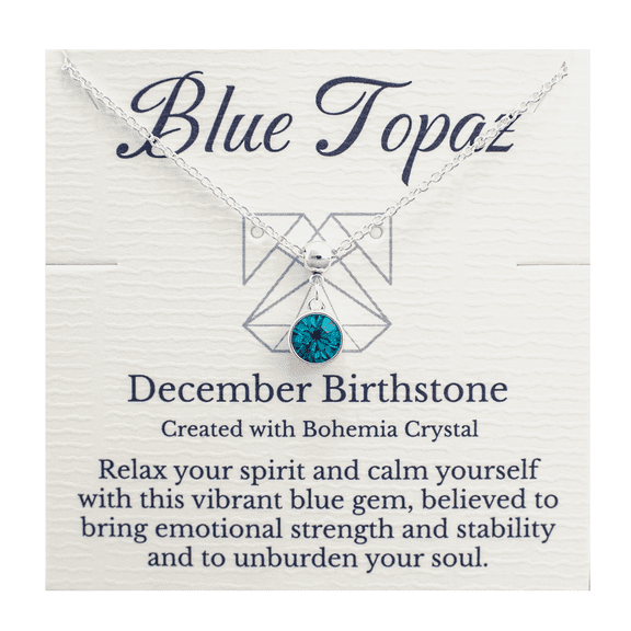 Lionhead Jewelry December Birthstone Teal Blue Topaz Bohemian Crystal Necklace, Silver