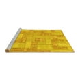 thumbnail image 2 of Ahgly Company Machine Washable Indoor Round Patchwork Yellow Transitional Area Rugs, 4' Round, 2 of 4