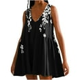 thumbnail image 2 of Robes pour Femmes, Mode Féminine Été Décontractée Ample Imprimée Sans Manches Robe Col en V, 2 of 5