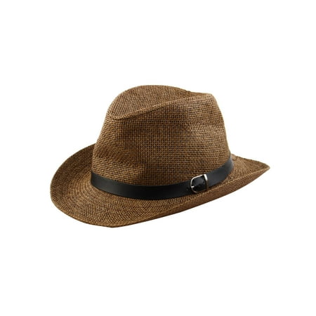 Cowboy Hat for Men Summer Outdoor Straw Braided Sunhat Coffee (Best Straw Cowboy Hat)