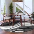 thumbnail image 3 of Round Rugs 5Ft, Black Grey Ombre Round Area Rug Washable Indoor Throw Carpet, Moire Modern Aesthetics Geometric Abstract Soft Non Slip Circle Rug for Cabinet Bathroom Home Decor Aesthetic, 3 of 8