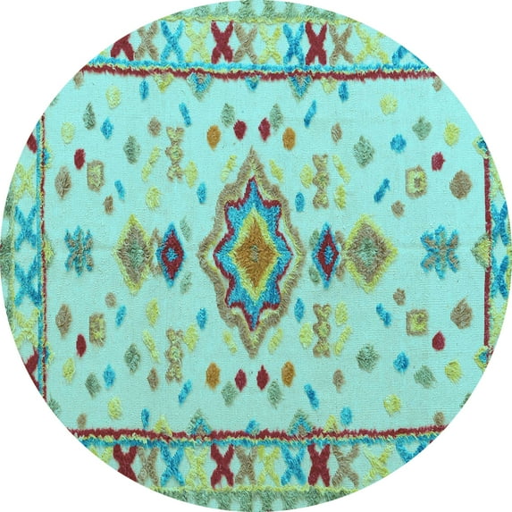 Ahgly Company Indoor Round Oriental Light Blue Traditional Area Rugs, 6' Round