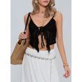 thumbnail image 4 of Coduop Women Tie Front Crop Top Y2k Spaghetti Strap Lace Tank Flowy Going Out Vest Tops Split Shirt, 4 of 9