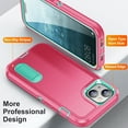 thumbnail image 6 of ELEHOLD for iPhone 15 Rugged Protective Case Multi Layer Shockproof Hidden Kickstand Hybrid Silicone Hard PC Cover for iPhone 15,Rose+Mint, 6 of 8