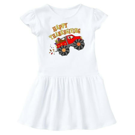 

Inktastic Happy Thanksgiving Monster Truck with Turkey and Food Gift Baby Girl Dress