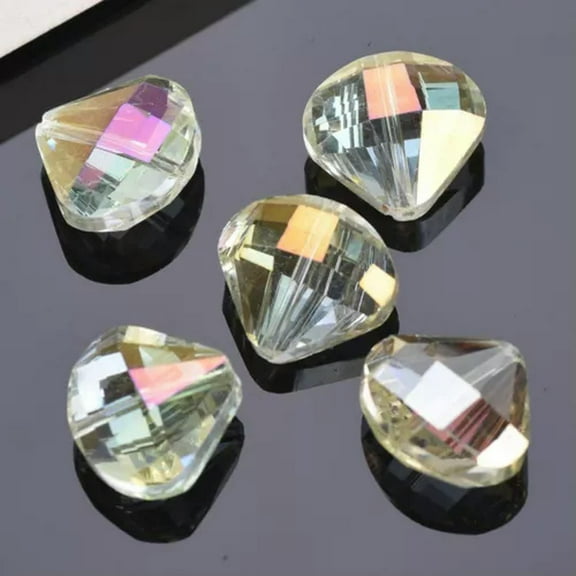 U8MO 5pcs Scallop Shape 20x18mm 28x26mm Faceted Colorful Crystal Glass Loose Beads-Yellow Colorized-20x18mm