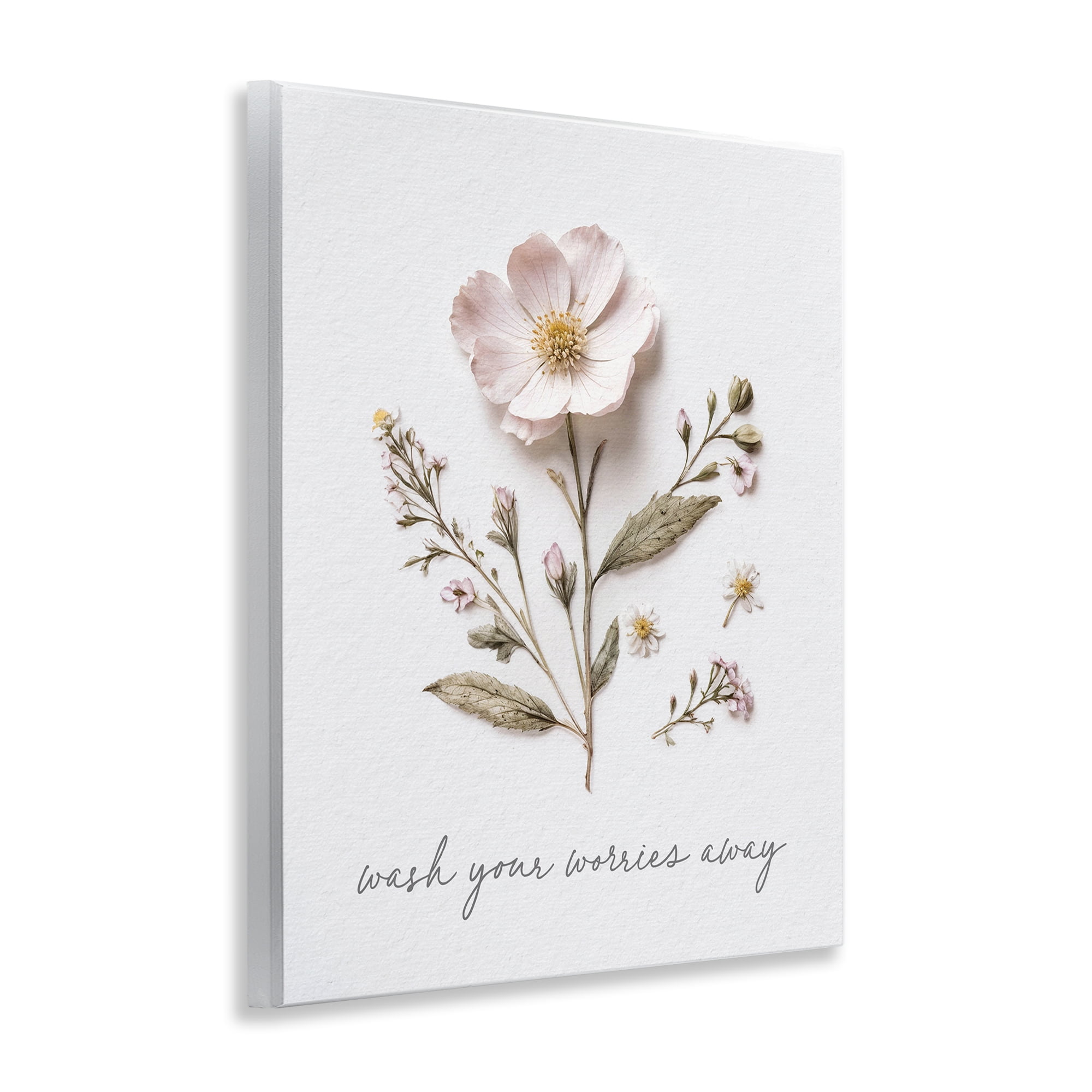Pressed Flower Wash Worries Away Wall Plaque Art, design by Lettered and Lined