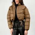thumbnail image 5 of ZQUUVOU Women's Cropped Puffer Jacket Zip Up Winter Short Quilted Jackets Bubble Coat Stand Collar Trendy Outerwear Khaki, 5 of 7