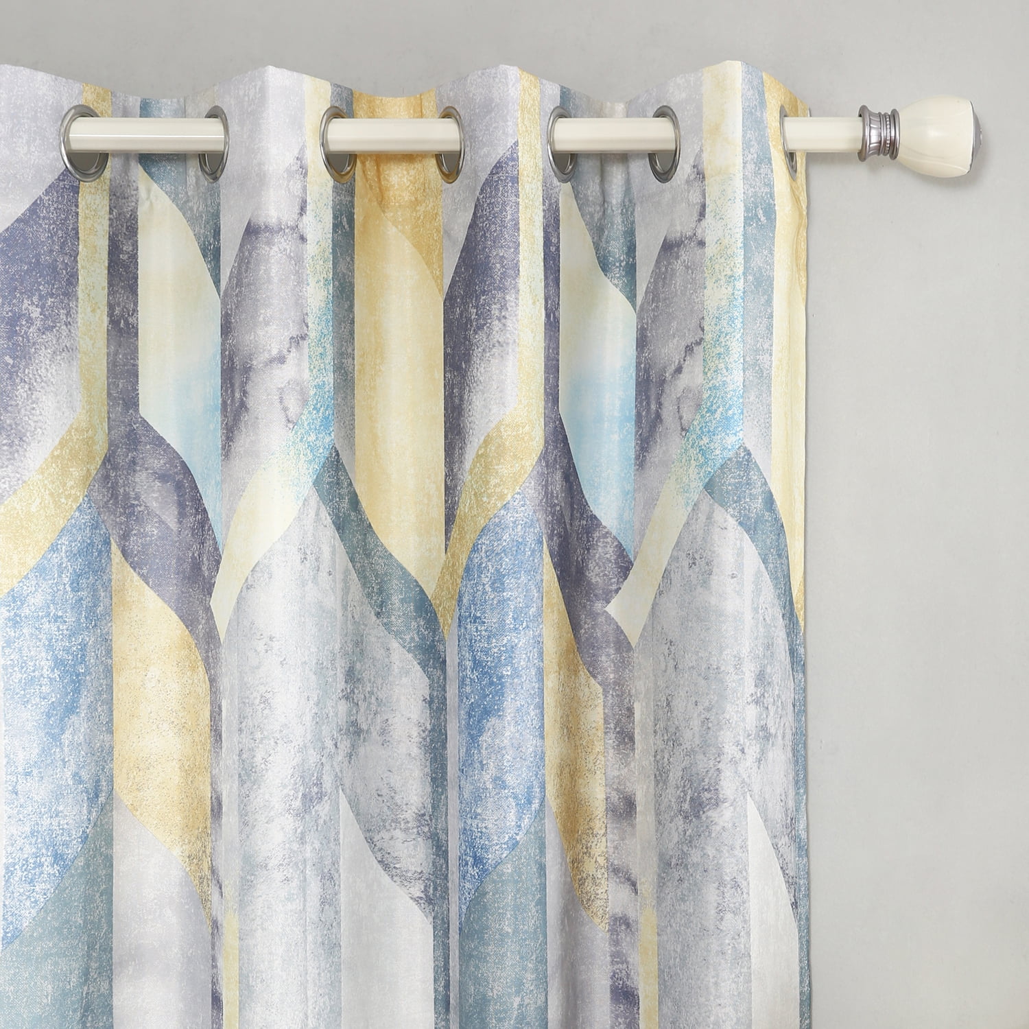 VOGOL 70% Blackout Curtains, Geometric Pattern Drapes for Kitchen, Grommet, 2 Panels, 52x96inch, Yellow