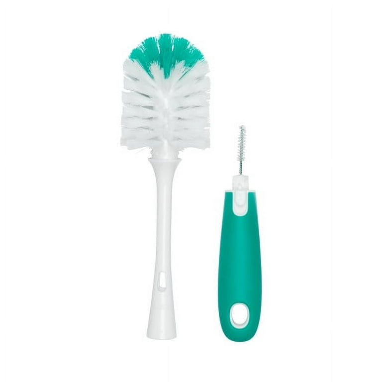 OXO Baby Bottle Brush with Stand, Teal, Soft and Firm Bristles